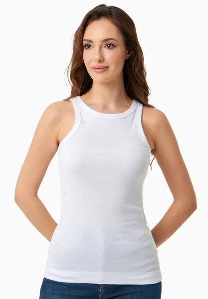 ORGANICATION ORGANICATION Geripptes Basic Top aus Bio-Baumwolle, White, – Produktbild 1 von 4