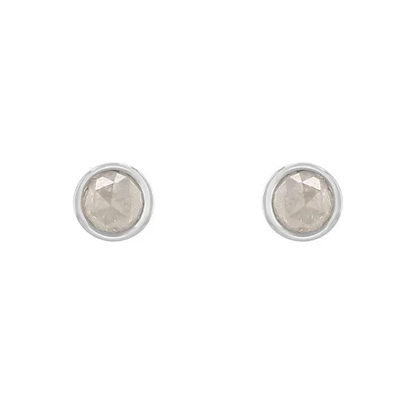 Eppi Eppi Minimalistische Ohrstecker mit Salt and Pepper Diamanten in Bezelfassung Tofine, Weiss, – Produktbild 3 von 4