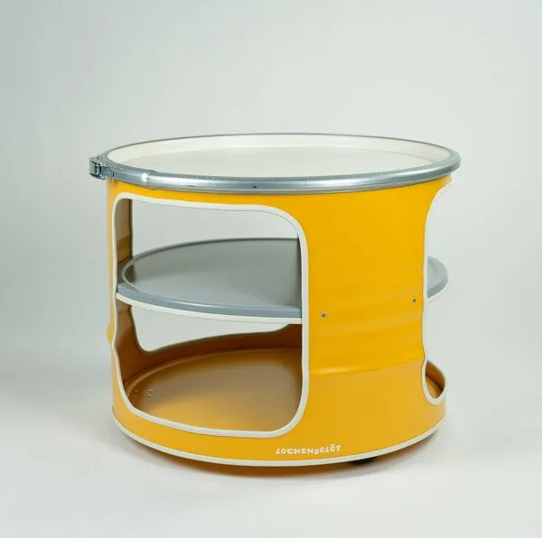 Lockengelöt Lockengelöt Bob Couchtisch aus einem Hamburger Ölfass, Sonnengelb, – Produktbild 2 von 2