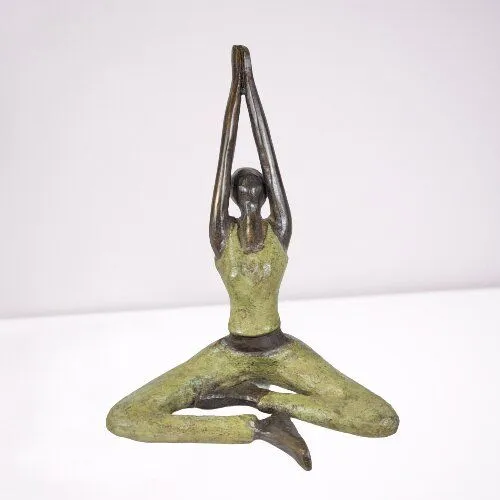 Moogoo Creative Africa Moogoo Creative Africa Bronze-Skulptur Yoga "Adeline" | by Hamidou | Unikate, Grün, – Produktbild 2 von 2