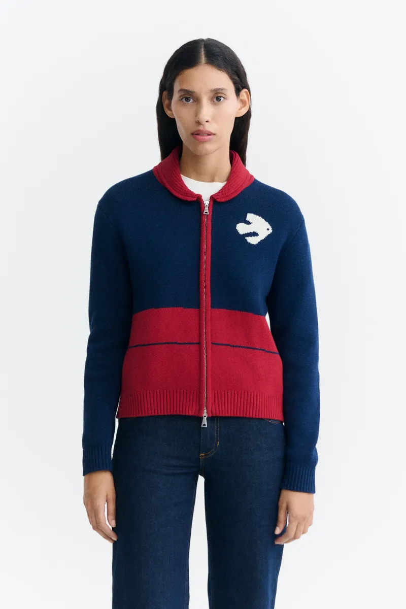 thinking mu Thinking MU Damen vegan Cardigan Laufhose Tessa Marineblau/Rot, Extra dunkelblau, – Produktbild 2 von 2