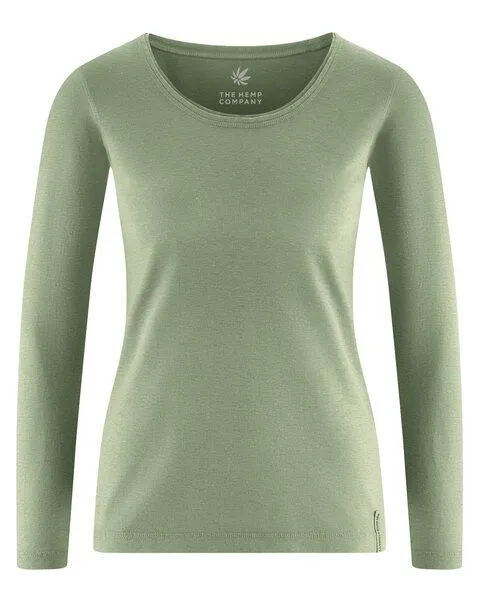 HempAge HempAge Damen Langarmshirt THC LINE Hanf/Biobaumwolle, Cactus (grün), – Produktbild 1 von 4