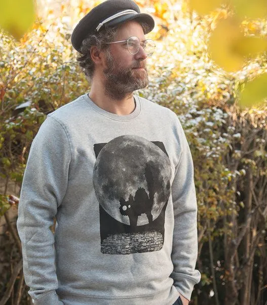 päfjes päfjes Katze Minka Fauch - Fair Wear Unisex Sweater - Heather Grey, Grau, – Produktbild 3 von 4