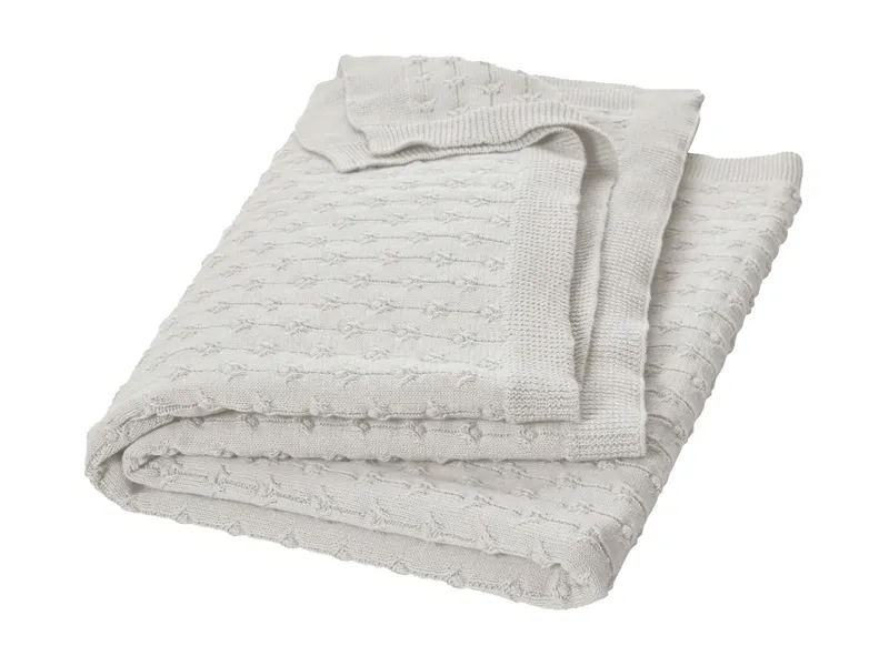 HANS NATUR HANS NATUR Babydecke Bio-Merinowolle Pointelle Maße 80 x 100 cm, Grau, – Produktbild 1 von 2