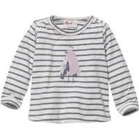 People Wear Organic People Wear Organic Langarmshirt mit Vogel Applikation, weiß-blau geringelt, aus Bio-Baumwolle – Produktbild 1 von 1