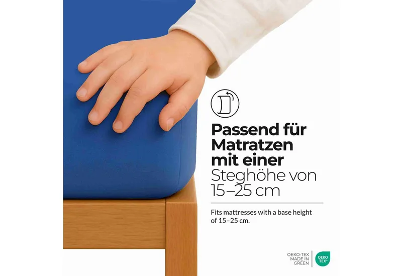 etérea Himmlische Qualität Spannbettlaken etérea Comfort Jersey Spannbettlaken, Jersey, Gummizug: rundum, (1 Stück), Blau, – Produktbild 3 von 5