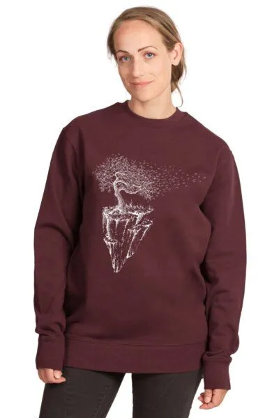 Life-Tree Life-Tree Sweater aus Biobaumwolle Fairwear Unisex "Maple Island" in Red Brown – Produktbild 4 von 5