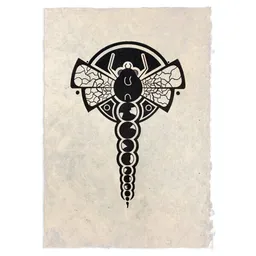 Veskor Cassiopeia Veskor Cassiopeia DRAGONFLY Libelle Kornkreis Linoldruck | 29,7 x 42 cm | Schwarz auf Naturweiß – Produktbild 1 von 1