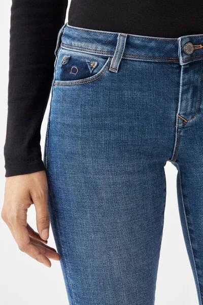 DAWN Damen Jeans MID SUN Slim Design Details DAWN Bio-Baumwolle, Medium blue, – Produktbild 5 von 5