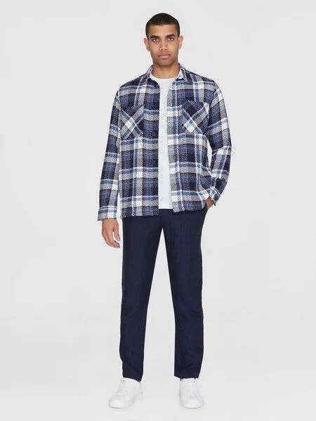KnowledgeCotton Apparel KnowledgeCotton Apparel Kariertes Overshirt CHECKED aus Bio-Baumwolle, Blau (blue check), – Produktbild 3 von 4