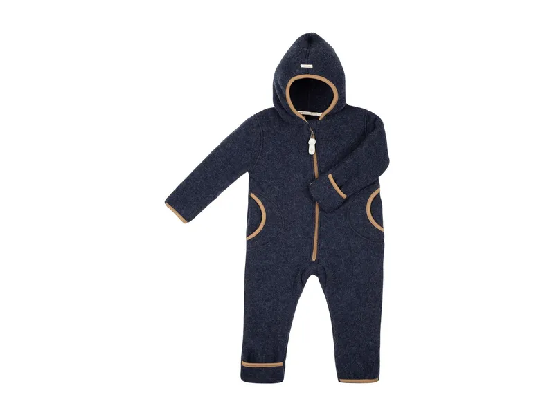 Pure pure by Bauer PURE PURE by Bauer Baby und Kinder Overall Kapuze Bio-Merinowolle Fleece blue ermine Gr.62/68, Blau, – Produktbild 1 von 2