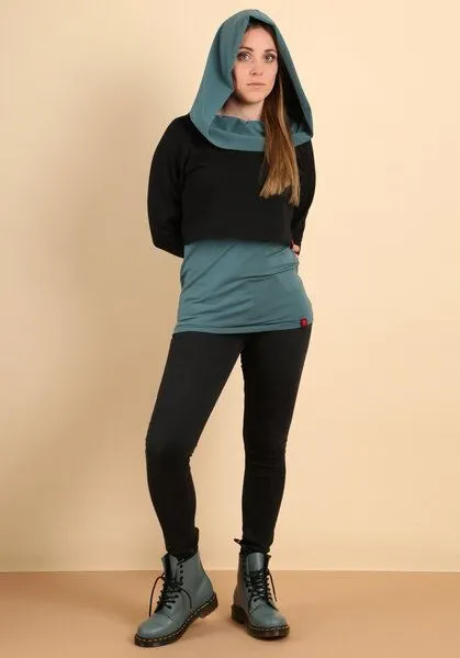 Die rote Zora Die rote Zora Damen Kurzsweater aus Bio-Baumwolle, Schwarz, – Produktbild 2 von 4