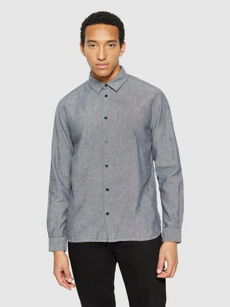 KnowledgeCotton Apparel KnowledgeCotton Apparel Heavy Twill Flannel Hemd Regular Fit aus Bio-Baumwolle, Blau (night-sky), – Produktbild 1 von 4