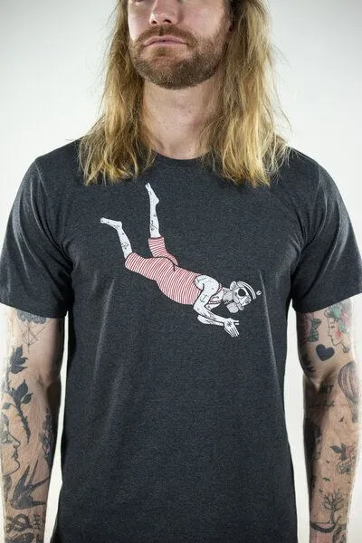 LAKOR LAKOR Bellyflop | T-shirt Herren aus recycelten Materialien, Grau (dark grey melange), – Produktbild 3 von 4