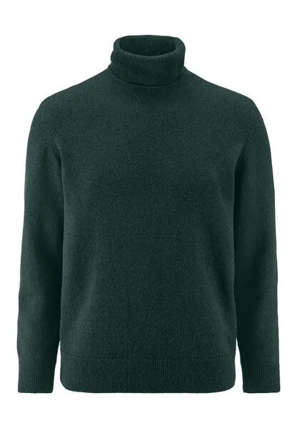 hessnatur hessnatur Rollkragen-Pullover Regular aus Bio-Merinowolle und Bio-Baumwolle, Wacholdergrün, – Produktbild 3 von 4
