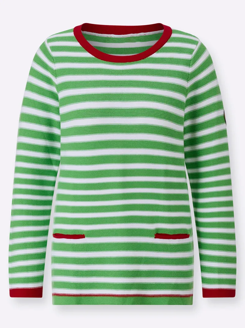 Witt Pullover, Apfel-weiß-gestreift, – Produktbild 1 von 2