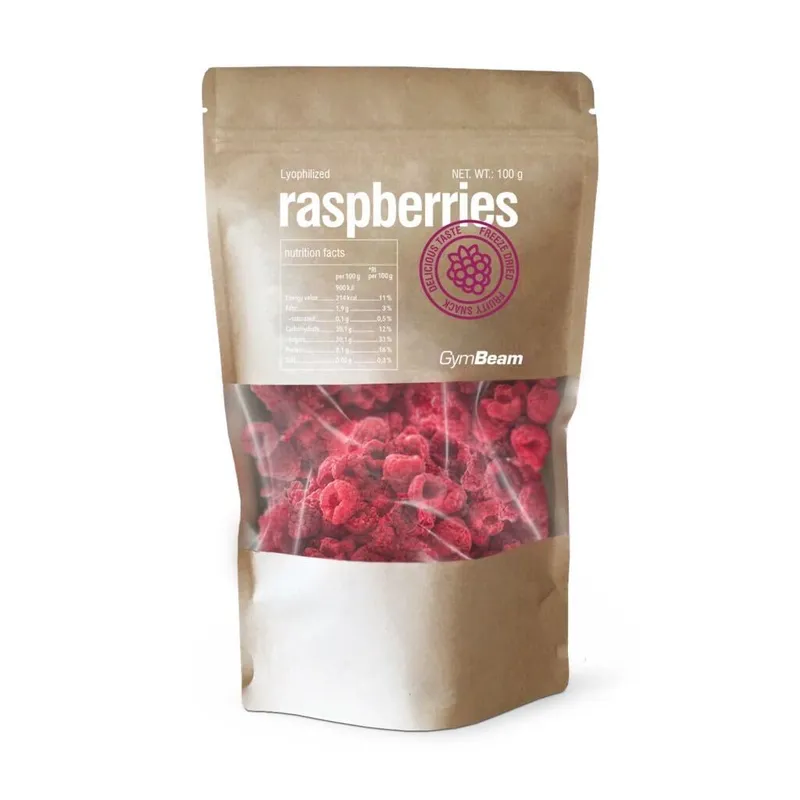 GymBeam Food GymBeam Gefriergetrocknete Himbeeren 100 g – Produktbild 1 von 1