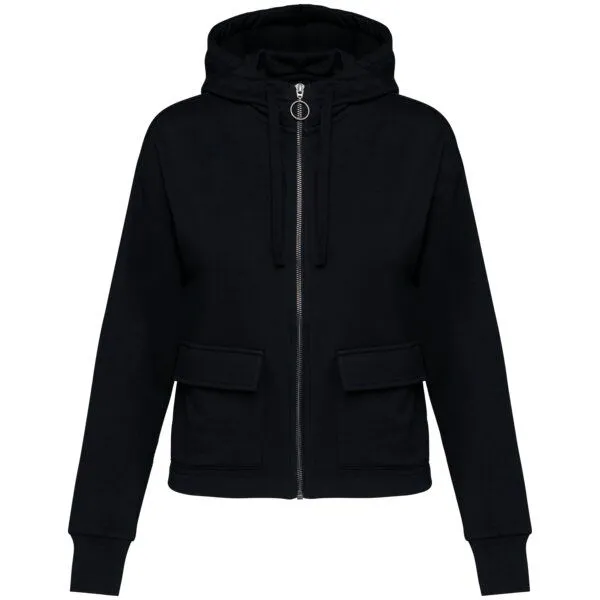 Greenspired Greenspired Umweltfreundliches Damen-Kapuzensweatshirt aus French Terry mit Reißverschluss 300g/m² XS-XL, Schwarz, – Produktbild 1 von 2