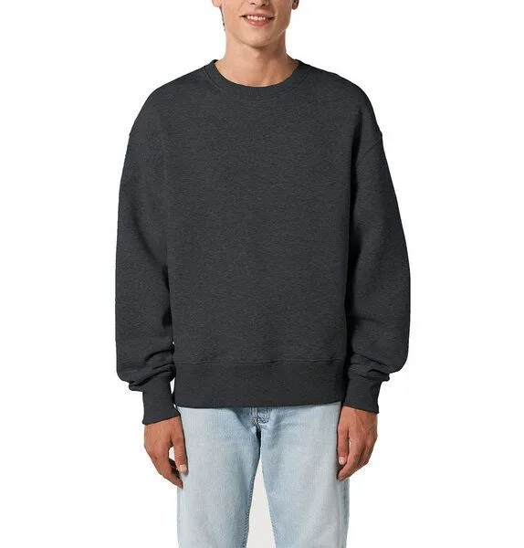 YTWOO YTWOO Lässiges Sweatshirt in Bio-Qualität, Pullover, Sweater, Unisex, Dunkelgrau meliert, – Produktbild 3 von 3