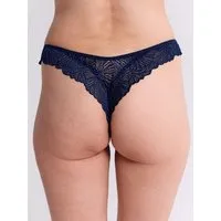 erlich textil erlich textil Fluid Lace Brazil String mit Spitze aus recyceltem Polyamid, made in Europe, Mitternachtblau, – Produktbild 1 von 2
