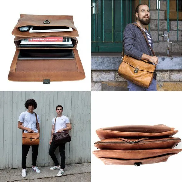 manbefair manbefair Businesstasche Odin Leder, Schwarz, – Produktbild 4 von 4
