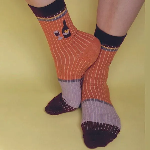Fräulein Prusselise Fräulein Prusselise Vino Socke colourblock Rippe Wein orange lila, Bunt, – Produktbild 2 von 2