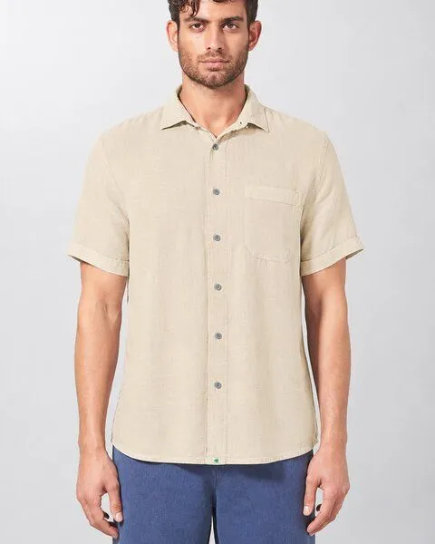 HempAge HempAge 100% Hanf Kurzarmhemd Herren, Gobi (beige), – Produktbild 1 von 4