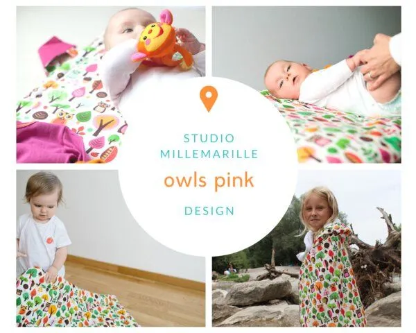 Millemarille Millemarille Spucktuch antibakteriell Bambussfrottee, Modern owls pink, – Produktbild 3 von 3