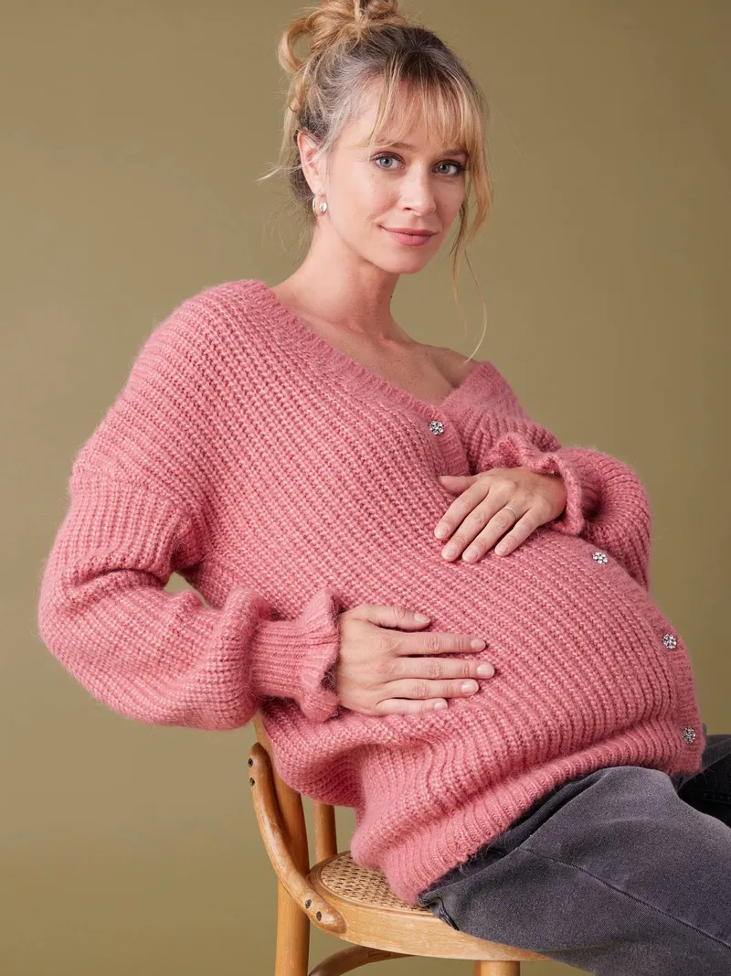 Envie De Fraise Pullover für die Stillzeit ENVIE DE FRAISE aus Wollmix, Rosenholz, – Produktbild 2 von 4