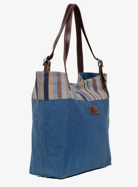 Dragolina Dragolina Shopper Miss Eve mit Webstoff der Pwo Karen, Jeansblau (blau), – Produktbild 3 von 4