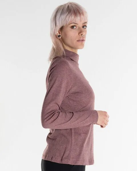 Alma & Lovis Alma & Lovis Rollkragenshirt aus Bio-Baumwoll-Jersey | Melange Rolli, Woodrose, – Produktbild 2 von 4
