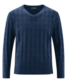 HempAge Hempage Herren vegan Pullover Mit V-Ausschnitt Marineblau – Produktbild 1 von 1