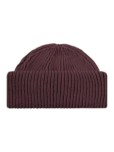 KnowledgeCotton Apparel KnowledgeCotton Apparel Low Wool Rib Beanie, Dunkelrot (deep mahagony), – Produktbild 2 von 4