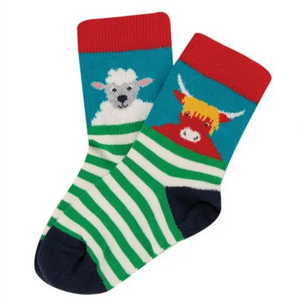 Frugi Frugi Socken Traktor | Kuh | Schaf | Regenbogen 3 Pack - Little Socks Tractor Multipack – Produktbild 3 von 3