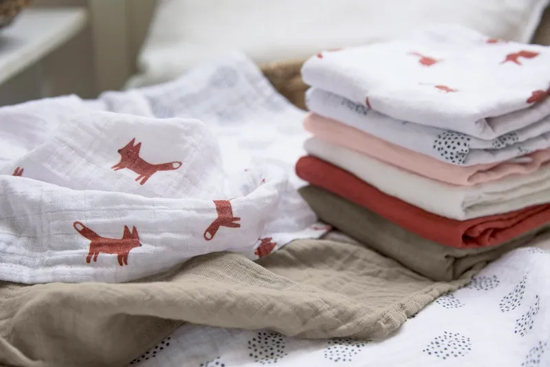 Lässig Lässig Stoffwindeln Little Forest, Fuchs, Mulltuch Set M (Set, 3-St), PETA-approved vegan, Grün, – Produktbild 4 von 5