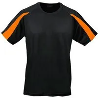 Just Cool Just Cool Contrast Cool T-Shirt Recyceltes Polyester Atmungsaktiv Vegan, Schwarz/neon orange, – Produktbild 1 von 1