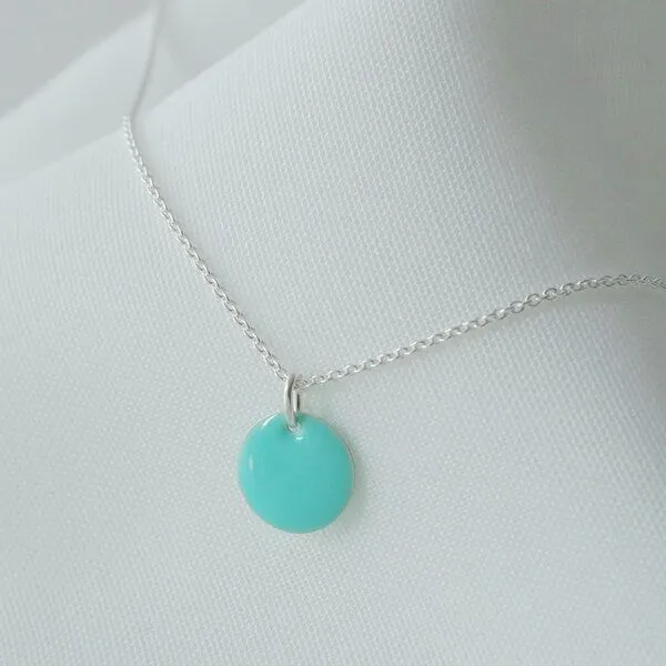 BELLYBIRD Jewellery BELLYBIRD Jewellery Halskette - emailliertes Plättchen, Anhänger aus Silber mit Emaille, Mint, – Produktbild 2 von 6