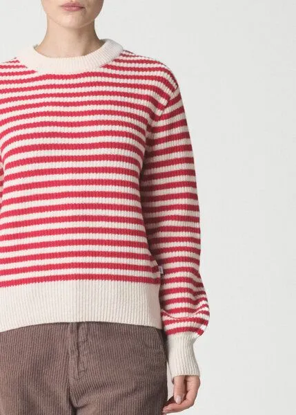 Klitmøller Collective Klitmøller Collective Gestreifter Strickpullover aus Merinowolle Modell: Gunilla, Cream/red, – Produktbild 4 von 4
