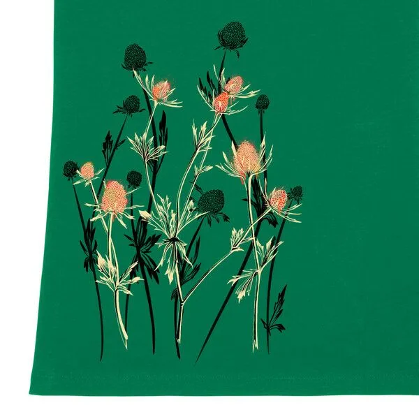 Spangeltangel Spangeltangel Damenshirt mit Distel-Motiv aus Bio-Baumwolle, Natur-Motiv, Grün, – Produktbild 2 von 3