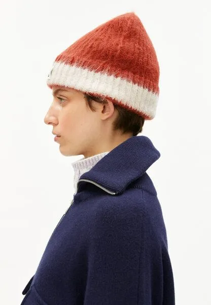 ARMEDANGELS ARMEDANGELS JUPILAA STRIPED UN-WASTED Unisex Mütze aus Alpaca Mix, Emergency red-oatmilk, – Produktbild 3 von 4