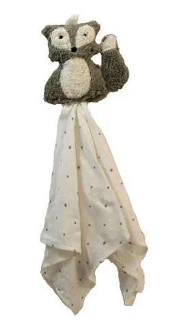 Pat und Patty Pat und Patty Personalisertes Schmusetuch/ Schnuffeltuch, Greifling "Waschbär" ,Farbe : grau, 100 % Baumwolle-kbA. – Produktbild 1 von 1