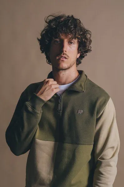 Trendsplant Trendsplant Color Block Half Zip Sweatshirt Gothic Olive, Oliv, – Produktbild 3 von 4