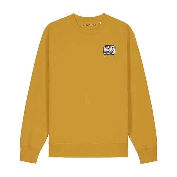 LIGARTI Bestickter Pullover – Ollie der Skater-Wurm – LIGARTI Tiermanufaktur, Senfgelb, – Produktbild 1 von 2