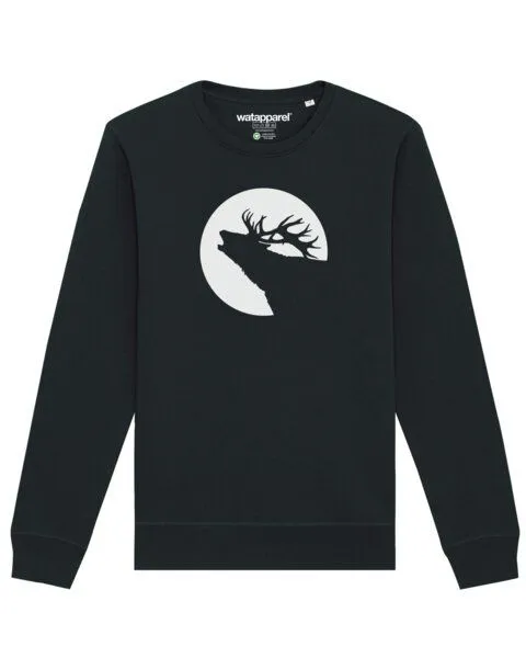 watapparel watapparel Sweatshirt Unisex Röhrender Hirsch, Black, – Produktbild 1 von 3