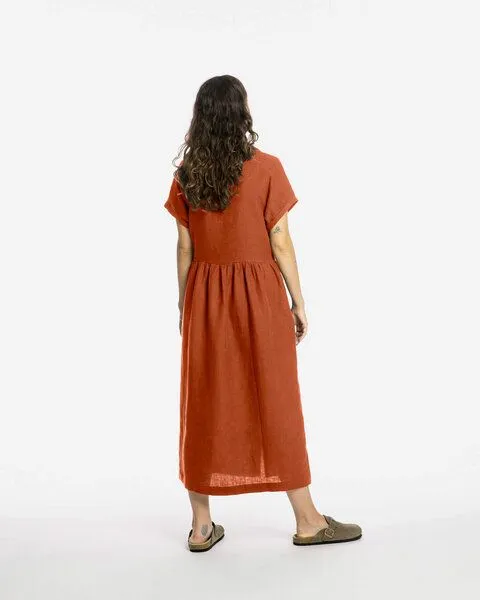 MATONA Matona Midikleid | Collared Dress | aus Leinen, Rooibos, – Produktbild 2 von 3