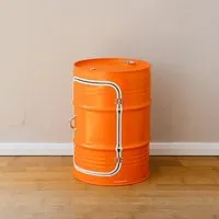 Lockengelöt Lockengelöt Nachttisch/Couchtisch mit Tür aus einem kleinen Ölfass, Orange (ral2004, – Produktbild 2 von 3