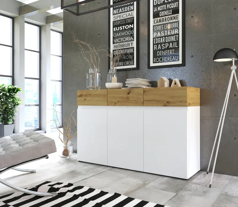 Home affaire Sideboard Rimini, Breite 135 cm, Weiß, – Produktbild 1 von 8