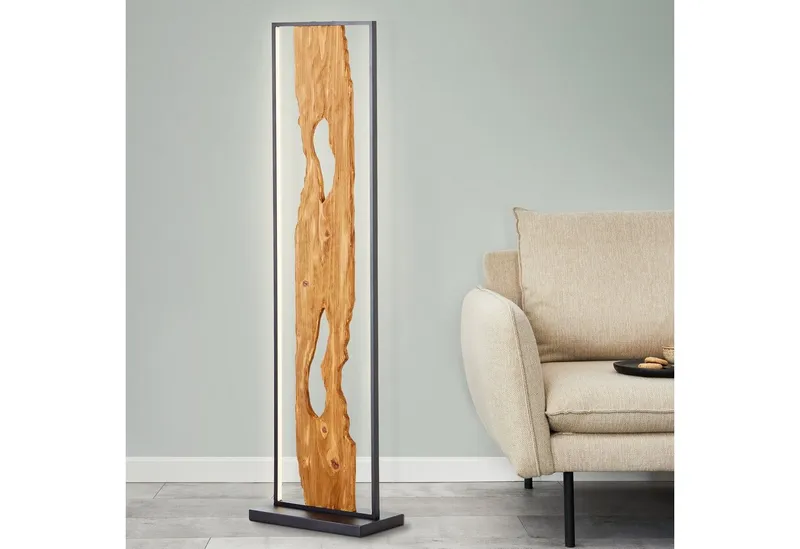 Brilliant Brilliant LED Stehlampe Chaumont, LED fest integriert, Warmweiß, Höhe 120 cm, 2300 lm, Aluminium/Metall/Holz, schwarz/holz, Braun|schwarz, – Produktbild 1 von 5