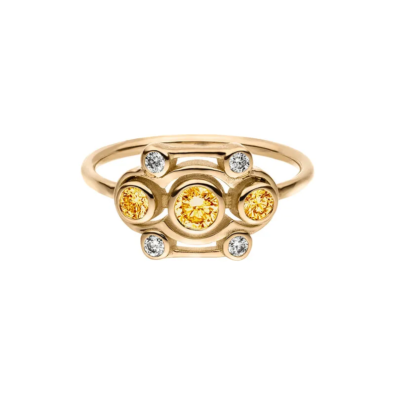Maren Jewellery Blossom Ring - 64 / 18K Gelbgold & Labordiamanten Gelb – Produktbild 1 von 1