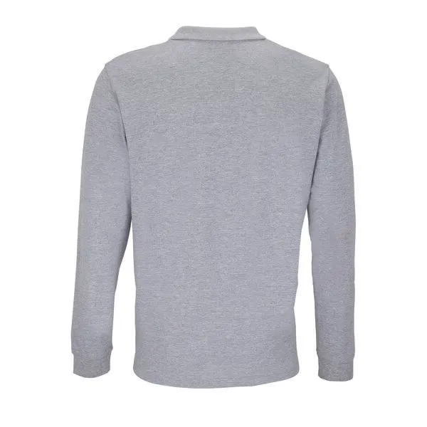 Sol's Sol's Unisex Langarm-Poloshirt, Grau melange, – Produktbild 3 von 4